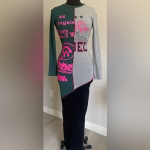 Grey combo graphic maxi dress Size S